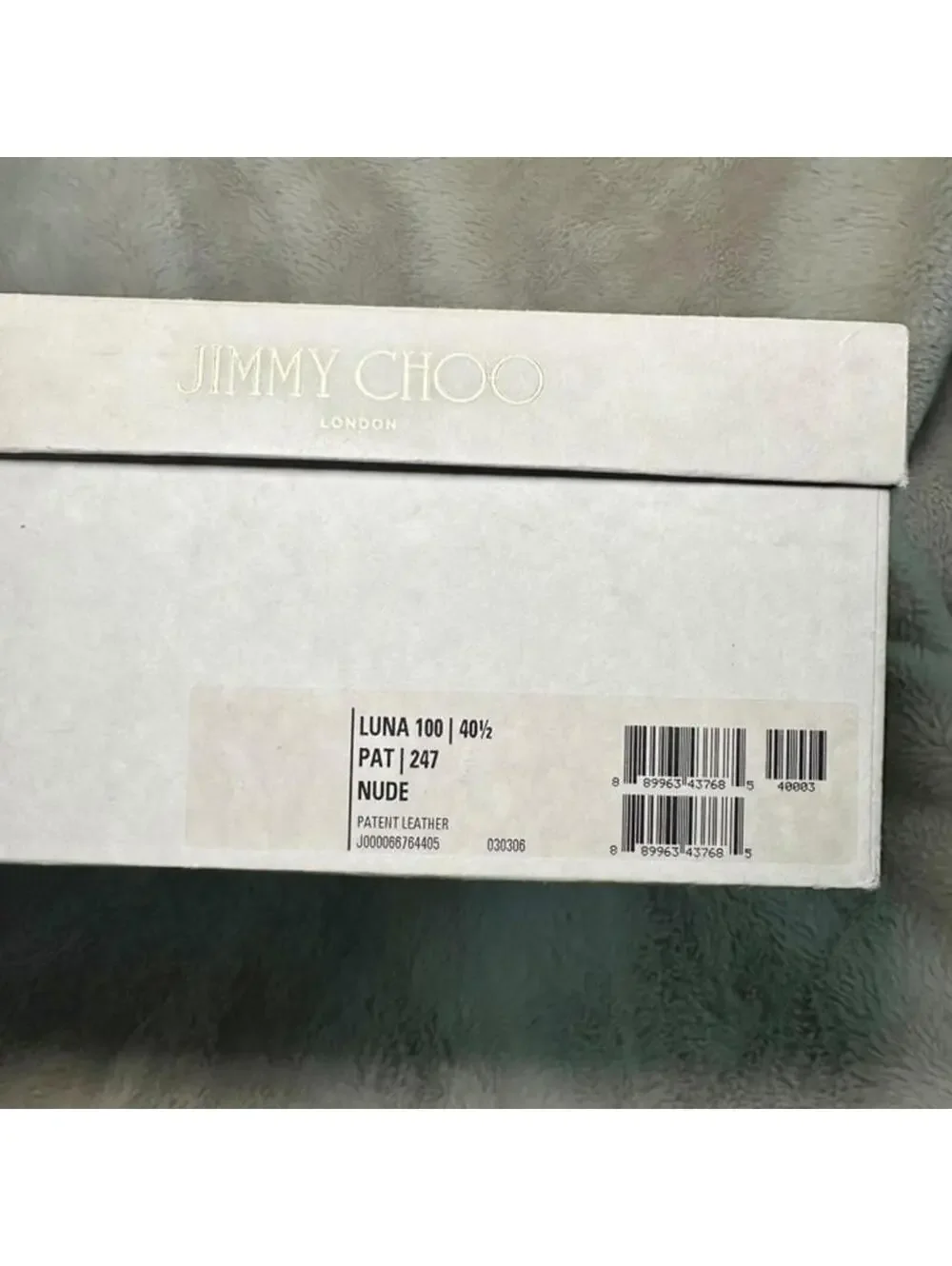 Jimmy Choo Luna 100 Peep Toe Patent Beige Pump Heel 40.5 Excellent